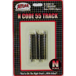 Atlas N Scale Code 55 Track 2" Straight (6 Pieces)