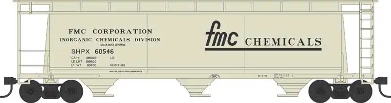 BOWSER N Scale 38142 | 3-Bay Cylindrical Covered Hopper | FMC Chemical #60551