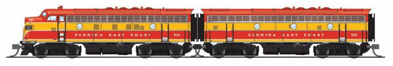 BROADWAY LIMITED N Scale 6833 | EMD F3 A/B | FEC 503/552, Red & Yellow | Paragon4 Sound/DC/DCC