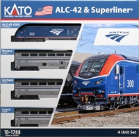 KATO N Scale 101788-1 | Amtrak ALC-42 #302 & Superliner Phase VI 4-Unit "Starter Series" Set w/ Interior Lights