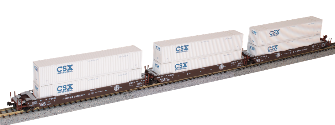 KATO N Scale 1066186 | Gunderson MAXI-IV Double Stack Car | BNFS Original Logo W/ CSX Containers | #253806