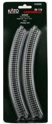 Kato N Scale Unitrack 20110 | 282mm (11") Radius 45Âº Curve Track [4 pcs]