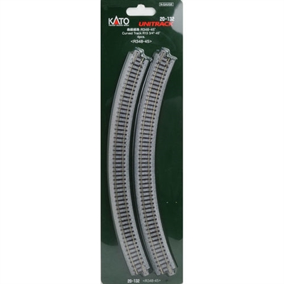 Kato N Scale Unitrack 20132 | 348mm (13 3/4") Radius 45Âº Curve Track [4 pcs]