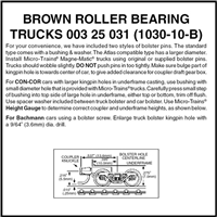 Micro Trains N Scale 00325031 | Brown Roller Bearing Trucks (10PK)