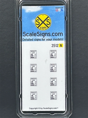 SCALESIGNS N Scale N3512 |  Truck Weight Limit Sign